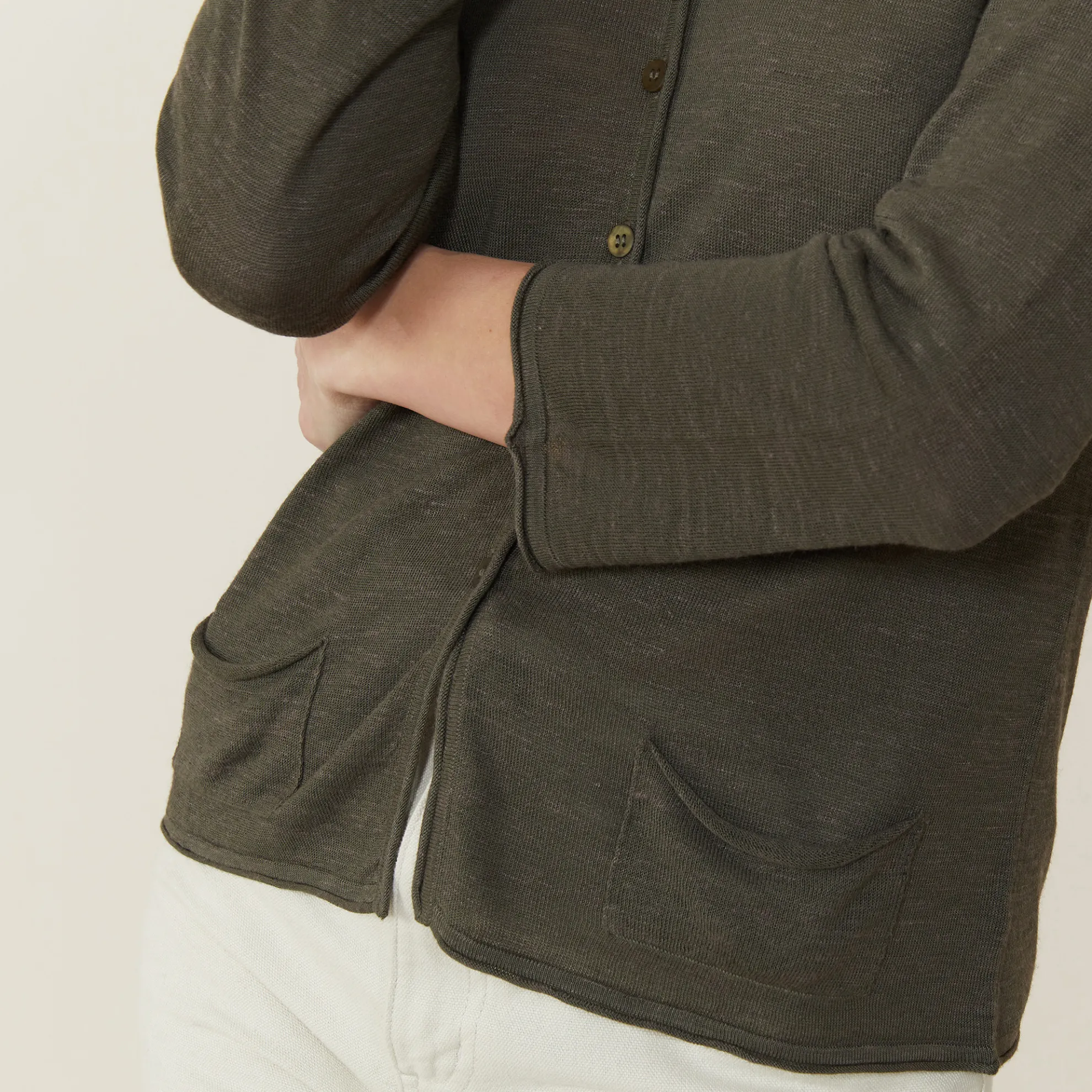 Maison Montagut Cardigan A Poches En Lin Flamme - Bao>Femme Vestes Et Gilets