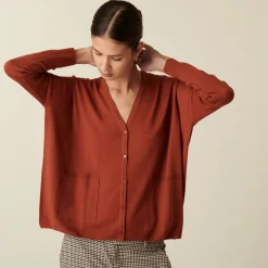 Maison Montagut Cardigan Boutonne A Poches En Laine Merinos - Ava><noscript><img width=