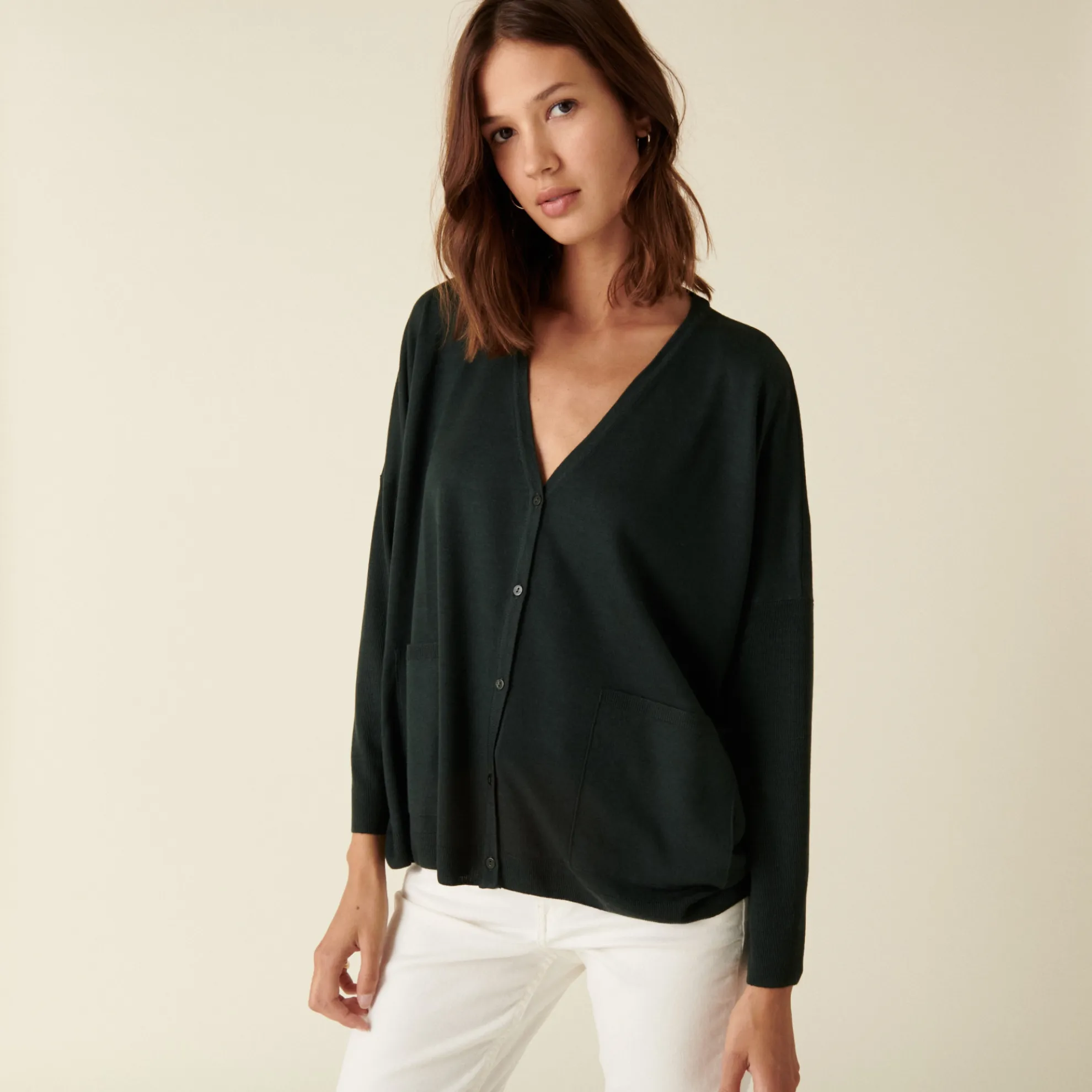 Maison Montagut Cardigan Boutonne A Poches En Laine Merinos - Ava>Femme Vestes Et Gilets