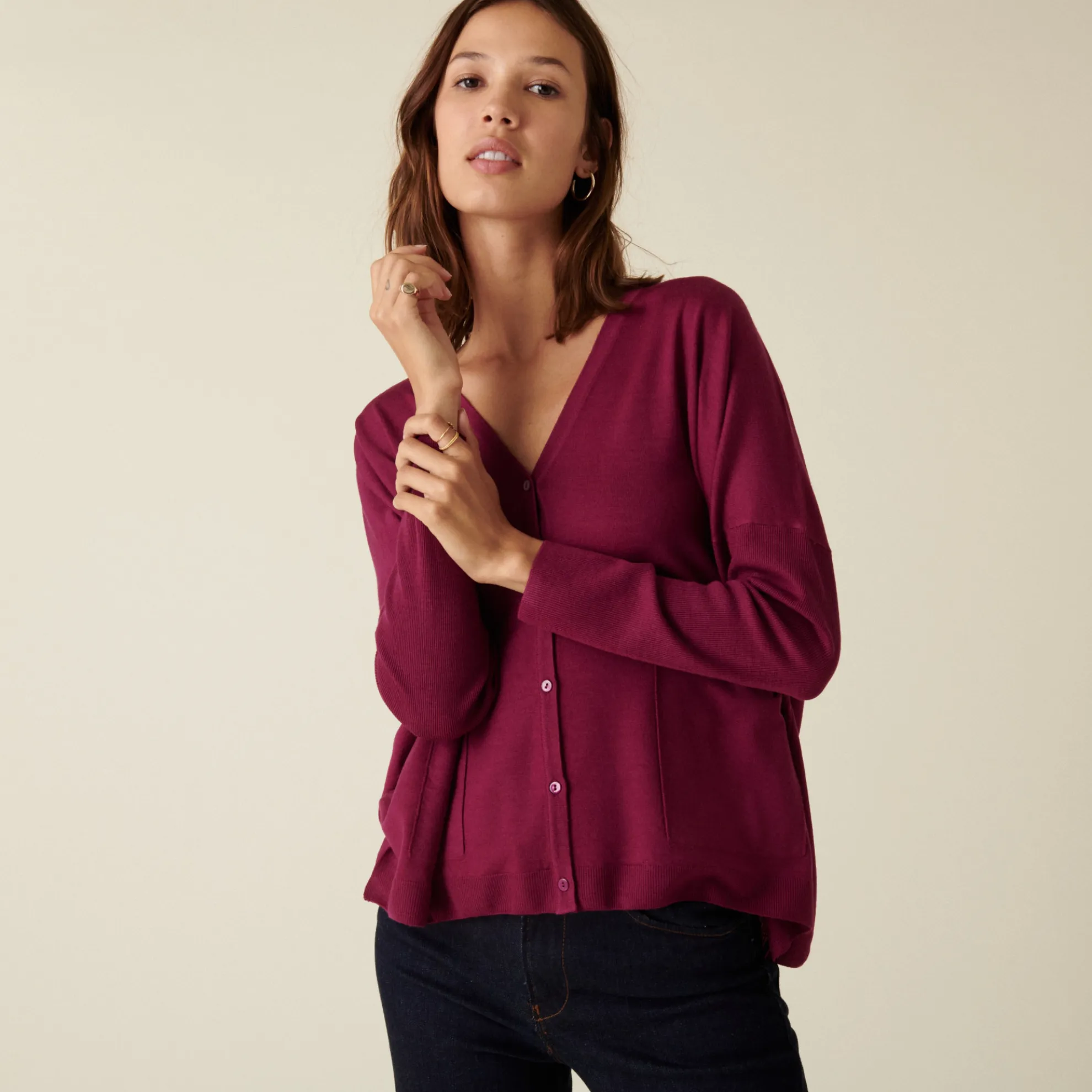 Maison Montagut Cardigan Boutonne A Poches En Laine Merinos - Ava>Femme Vestes Et Gilets