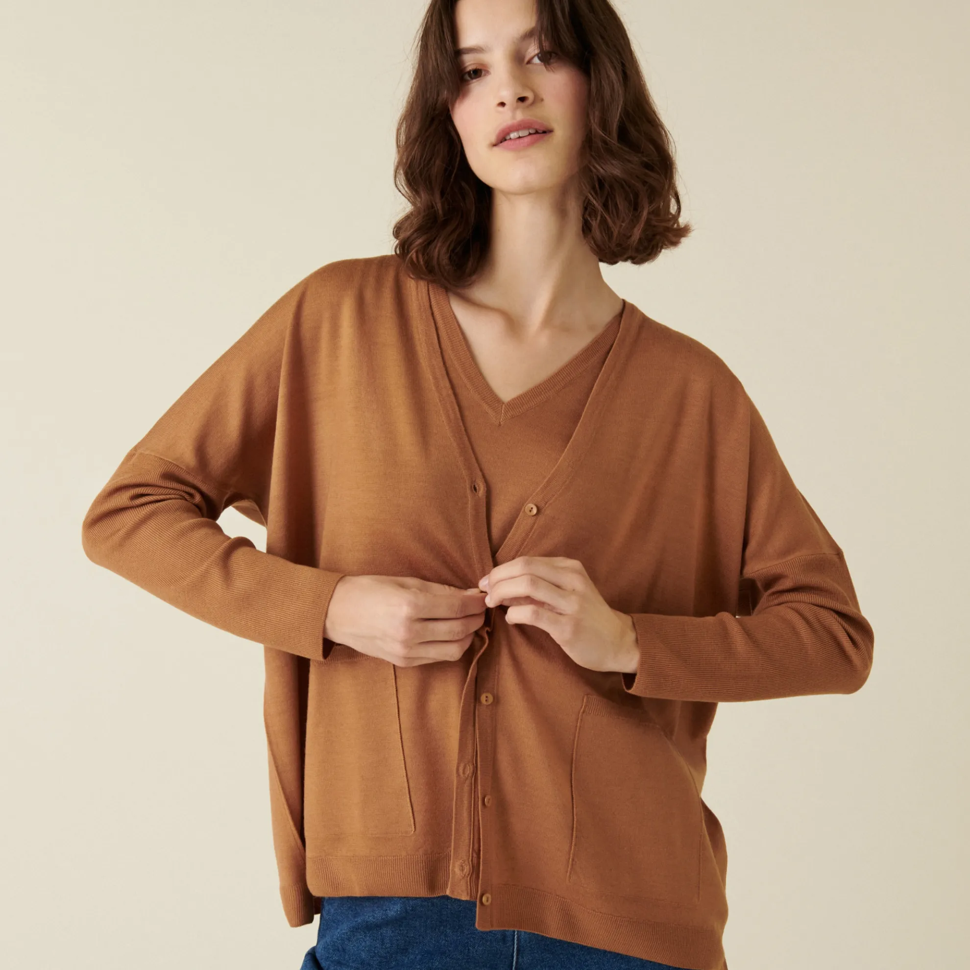 Maison Montagut Cardigan Boutonne A Poches En Laine Merinos - Ava>Femme Vestes Et Gilets