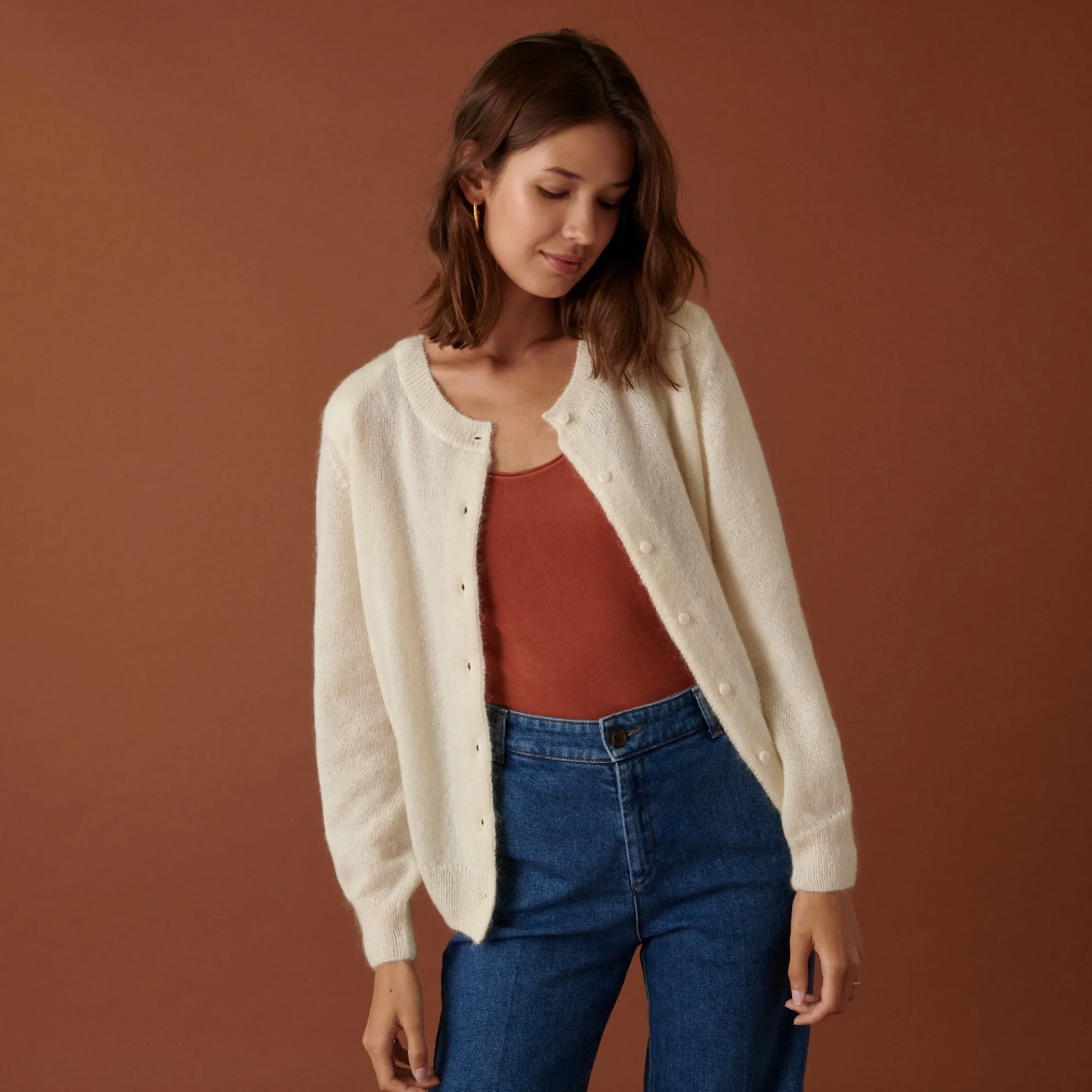 Maison Montagut Cardigan Boutonne Avec Epaulettes En Mohair - Aloise>Femme Vestes Et Gilets