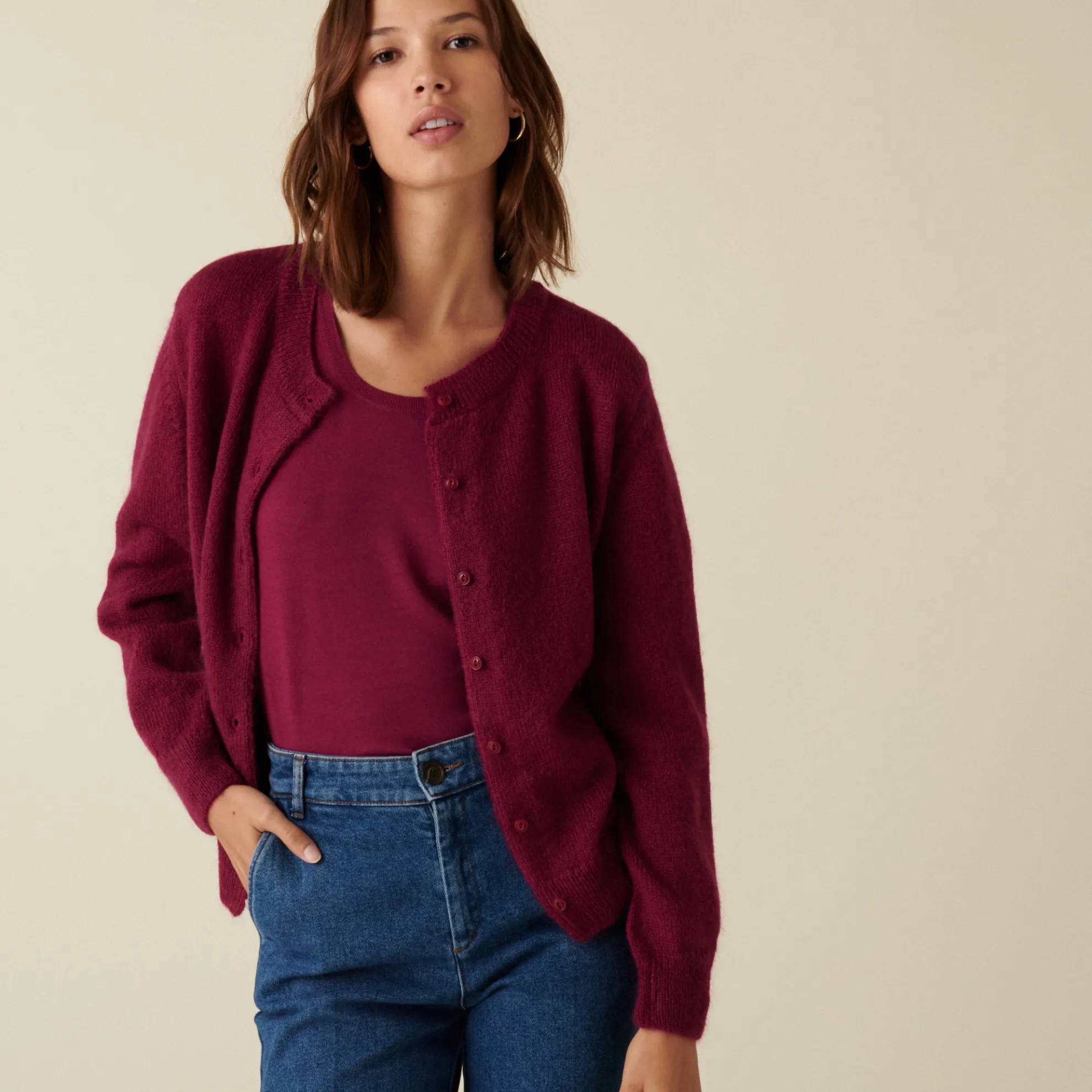 Maison Montagut Cardigan Boutonne Avec Epaulettes En Mohair - Aloise>Femme Vestes Et Gilets