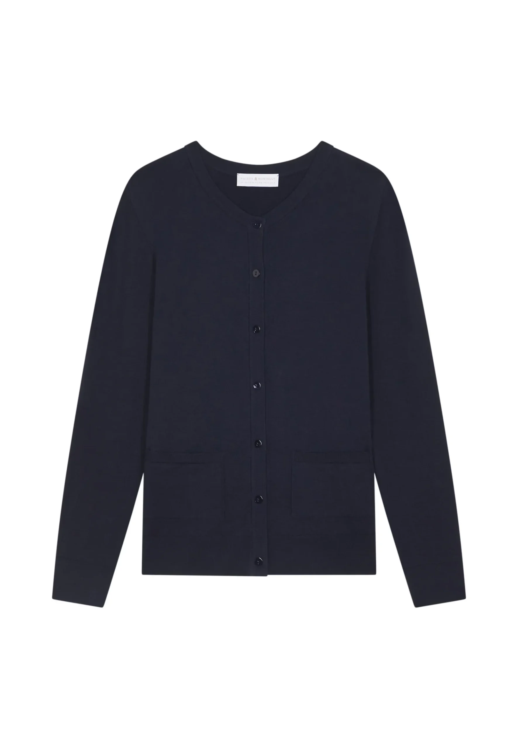 Maison Montagut Cardigan Boutonne Col Rond A Poches En Laine Merinos - Amalia>Femme Vestes Et Gilets