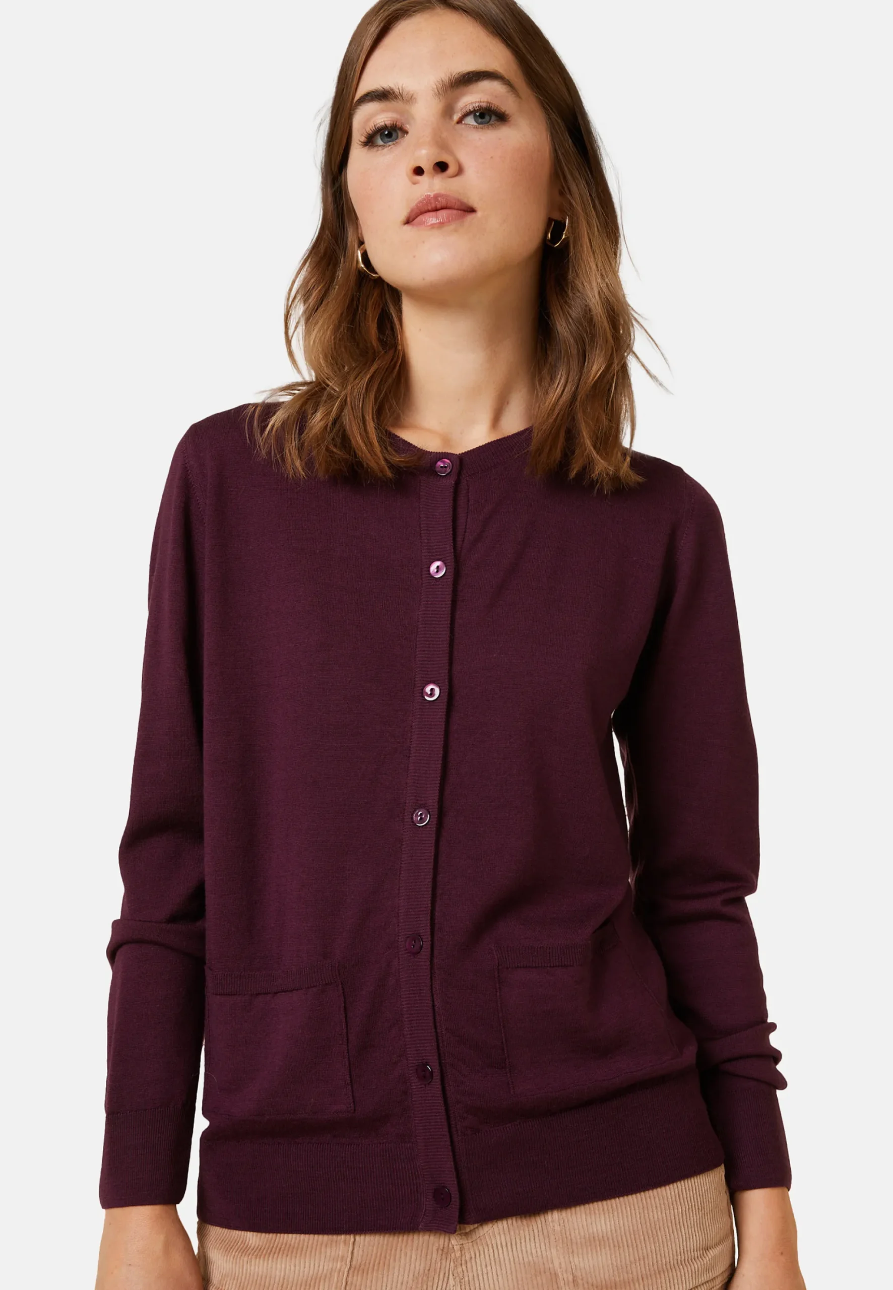 Maison Montagut Cardigan Boutonne Col Rond A Poches En Laine Merinos - Amalia>Femme Vestes Et Gilets