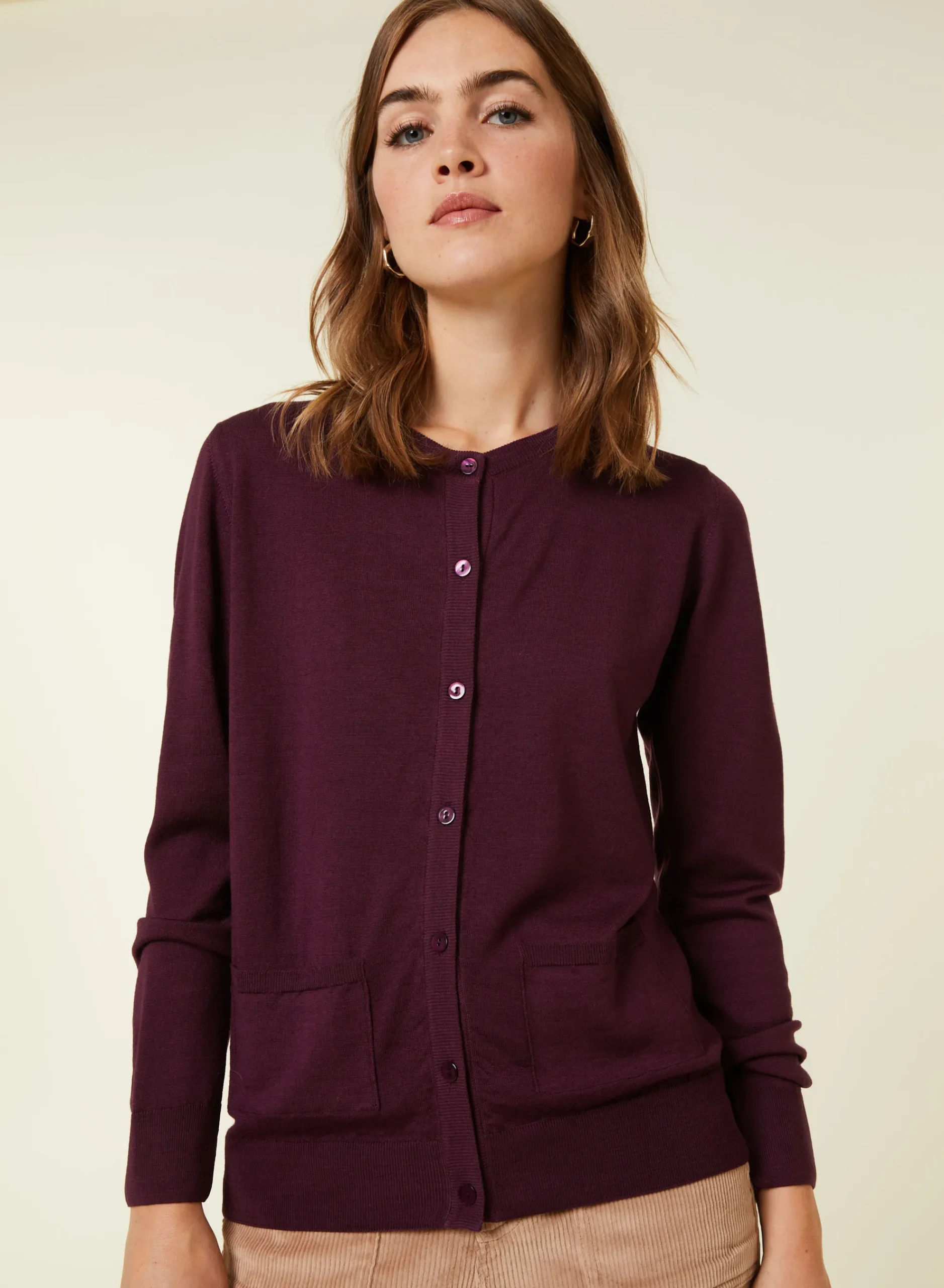 Maison Montagut Cardigan Boutonne Col Rond A Poches En Laine Merinos - Amalia>Femme Vestes Et Gilets