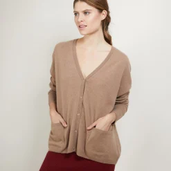 Maison Montagut Cardigan Col V En Cachemire - Brune><noscript><img width=