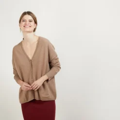 Maison Montagut Cardigan Col V En Cachemire - Brune><noscript><img width=