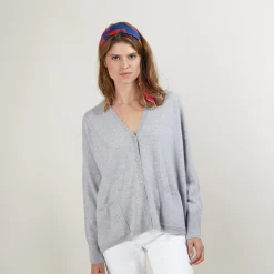 Maison Montagut Cardigan Col V En Cachemire - Brune><noscript><img width=