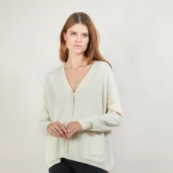 Maison Montagut Cardigan Col V En Cachemire - Brune><noscript><img width=