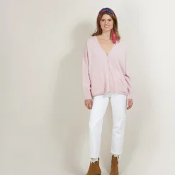 Maison Montagut Cardigan Col V En Cachemire - Brune><noscript><img width=