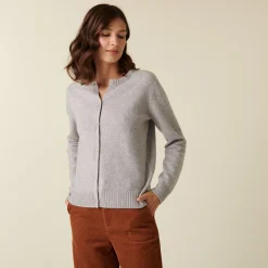 Maison Montagut Cardigan En Cachemire Col Rond Boutonne - Adelys><noscript><img width=