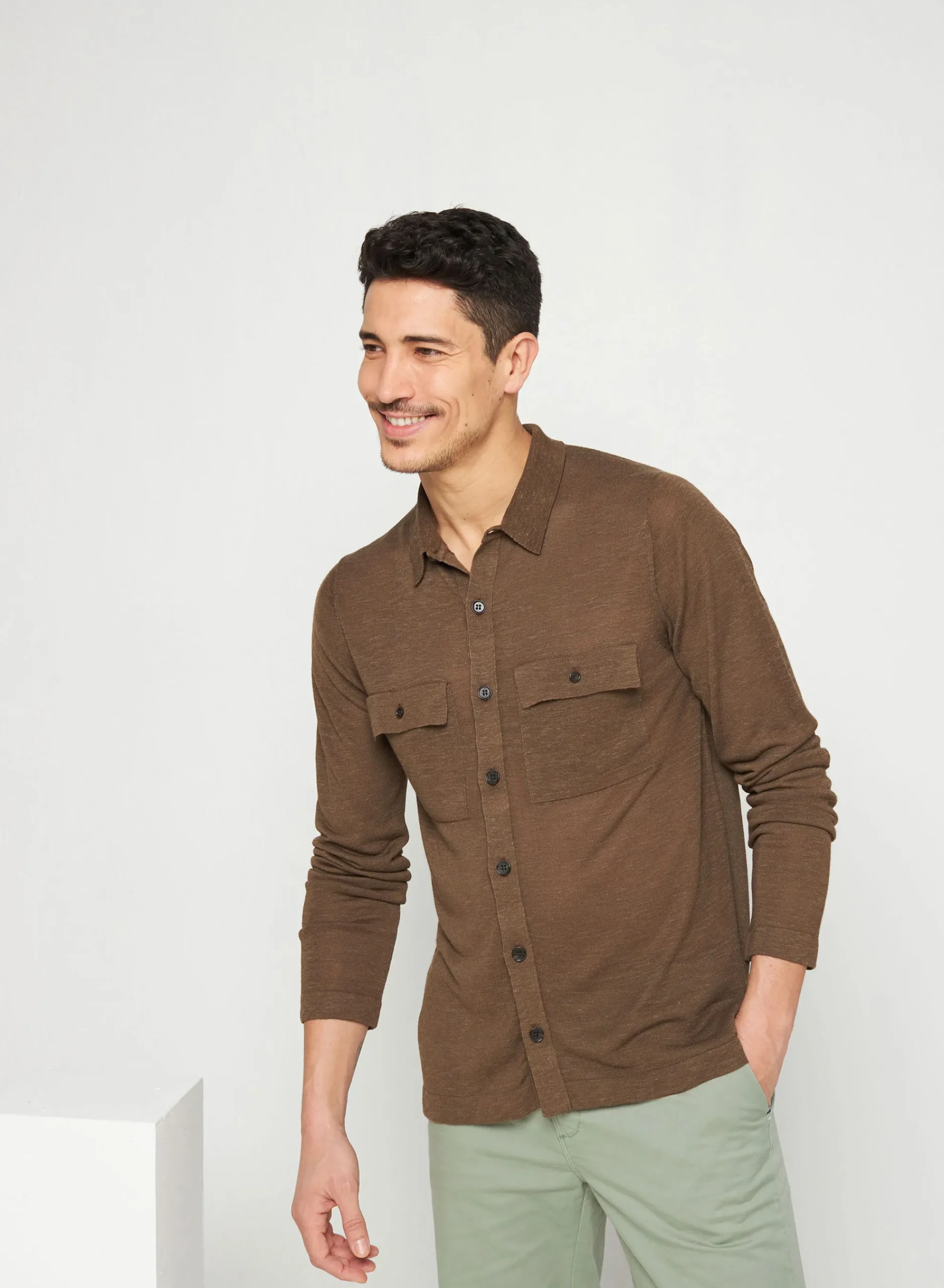 Maison Montagut Chemise Boutonnee En Lin Flamme - Randy>Homme Chemises