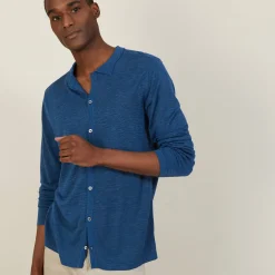 Maison Montagut Chemise Boutonnee En Lin Flamme - Blason>Homme Chemises
