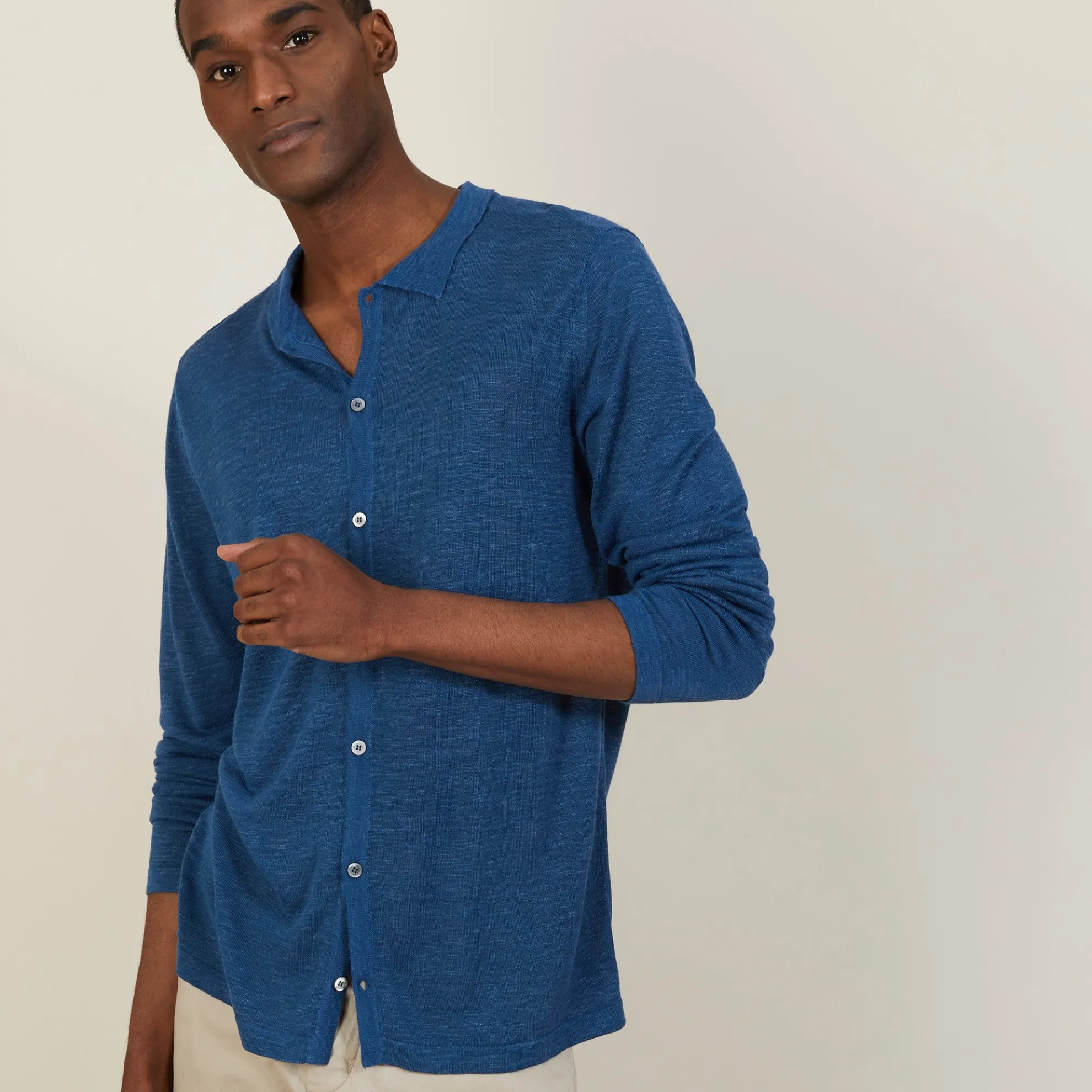 Maison Montagut Chemise Boutonnee En Lin Flamme - Blason>Homme Chemises