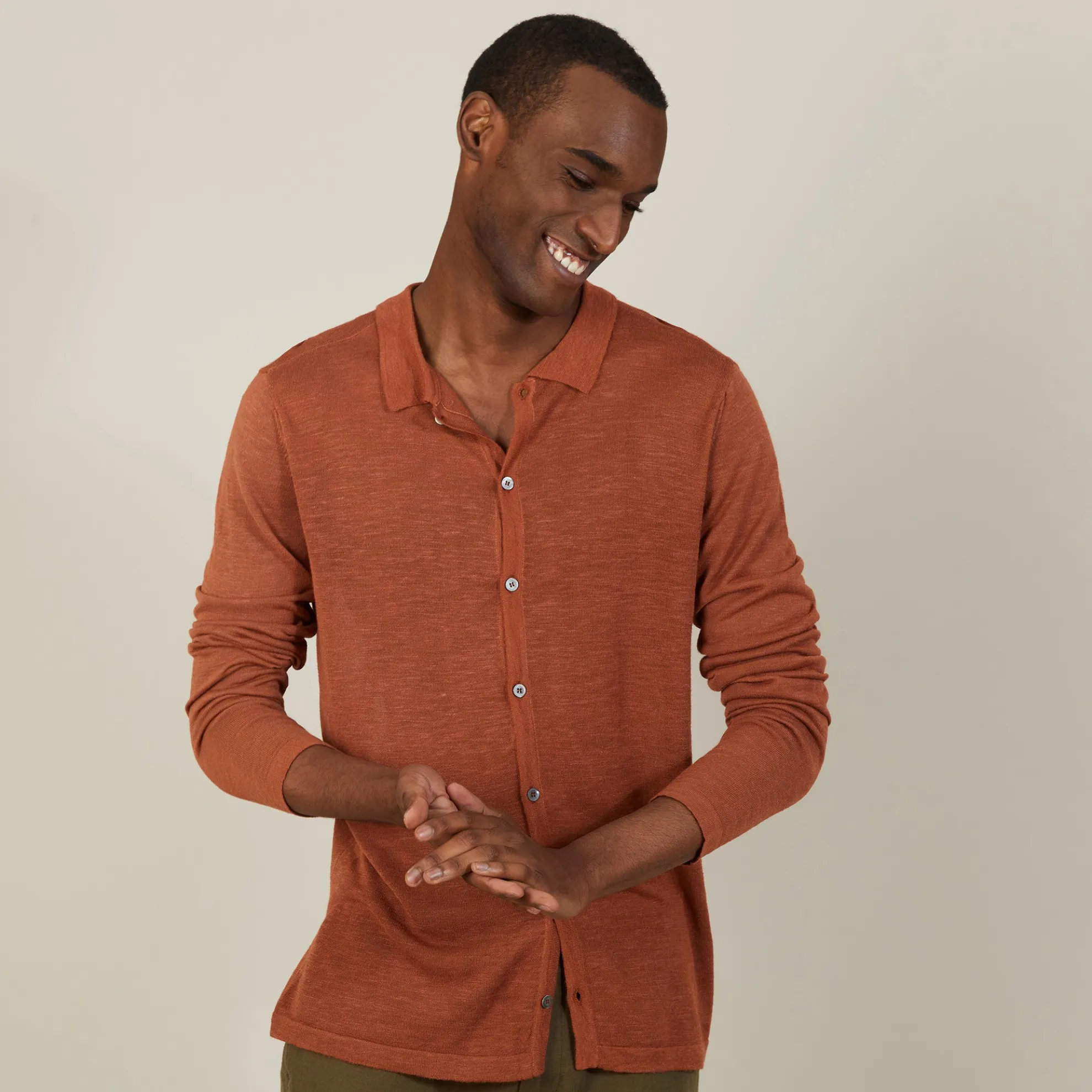 Maison Montagut Chemise Boutonnee En Lin Flamme - Blason>Homme Chemises