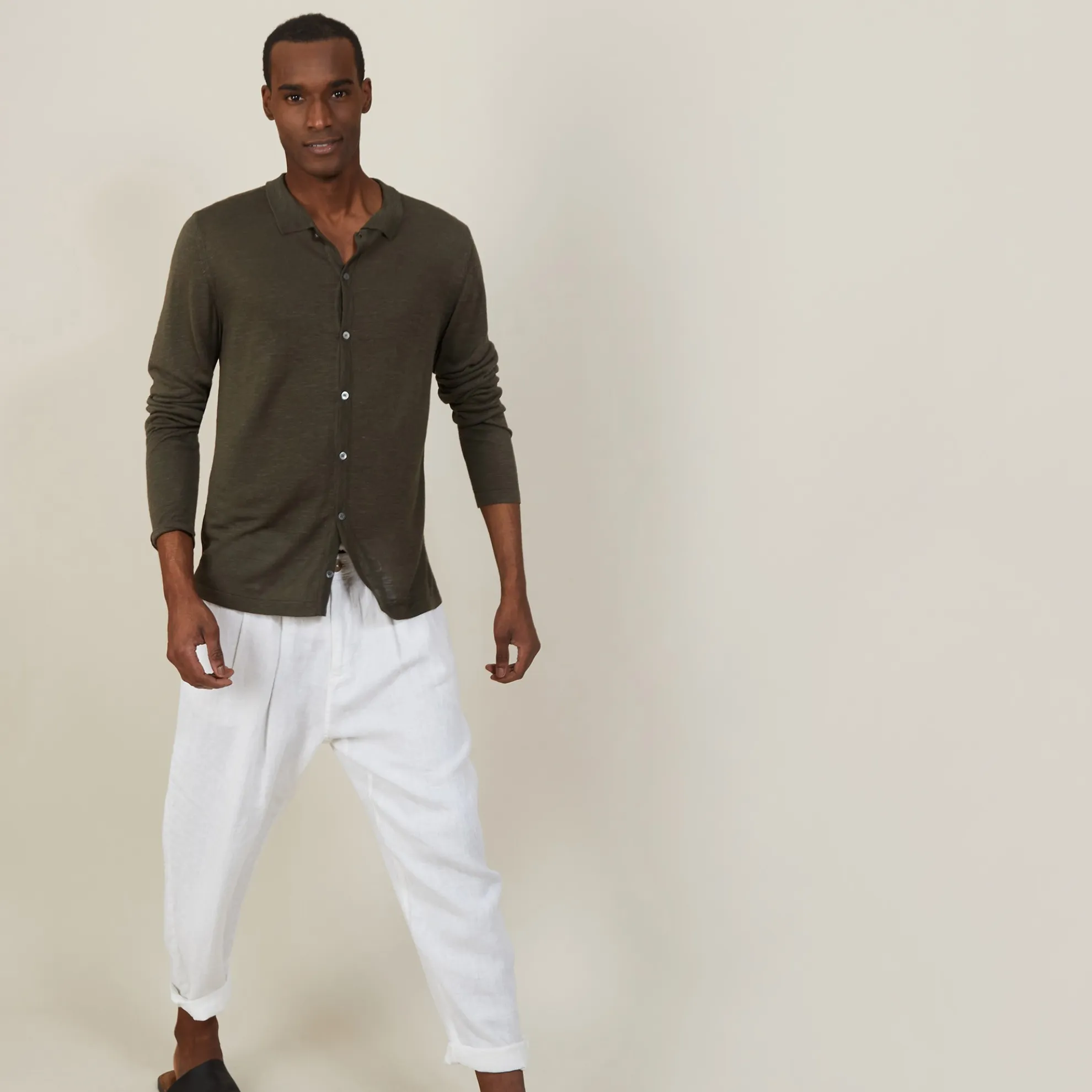 Maison Montagut Chemise Boutonnee En Lin Flamme - Blason>Homme Chemises