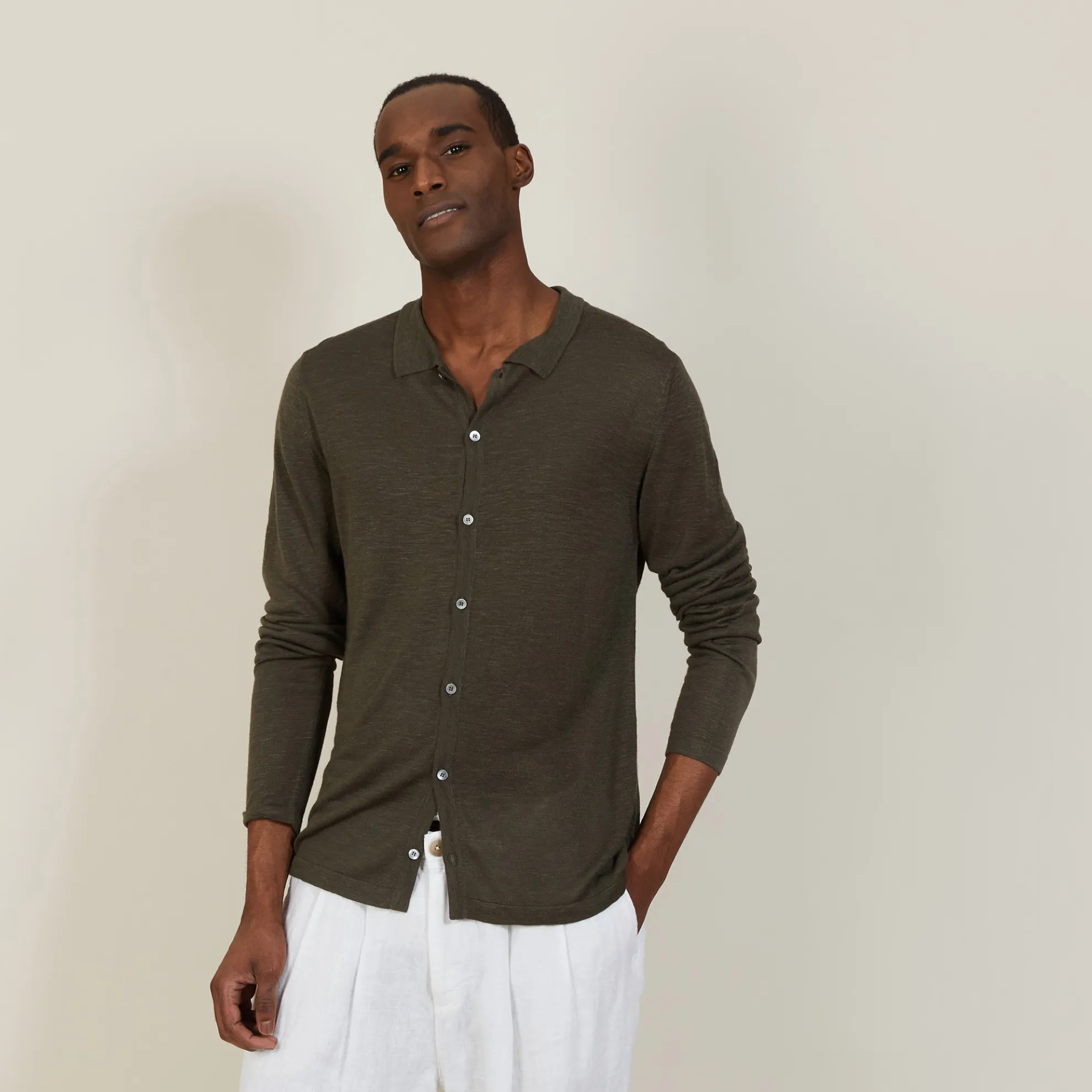 Maison Montagut Chemise Boutonnee En Lin Flamme - Blason>Homme Chemises