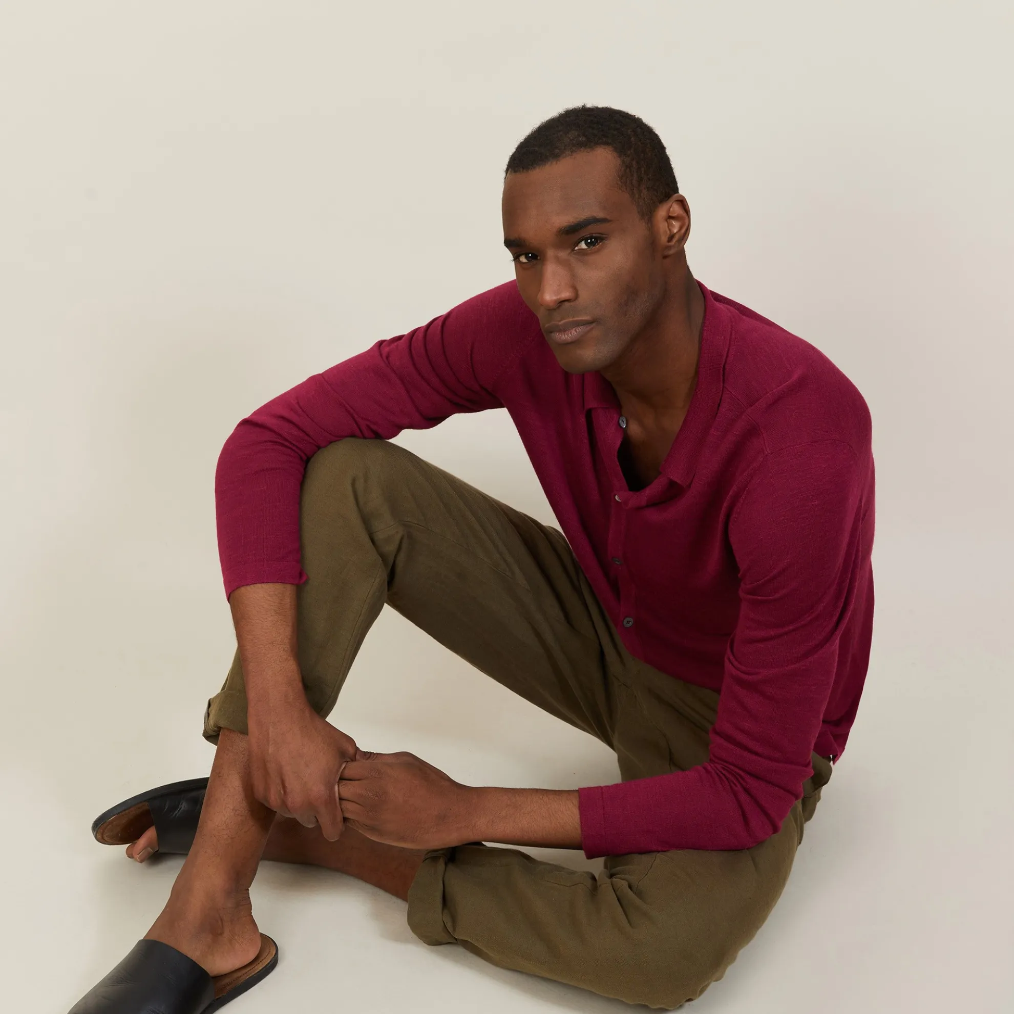 Maison Montagut Chemise Boutonnee En Lin Flamme - Blason>Homme Chemises