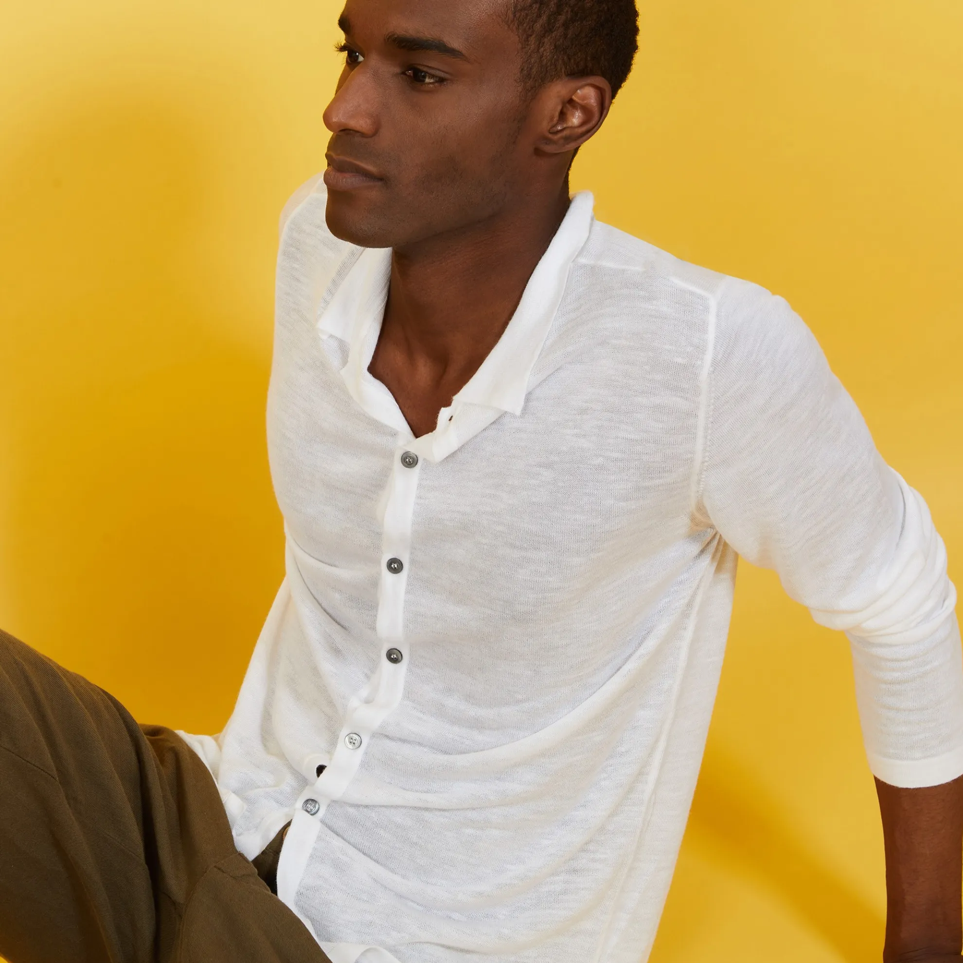 Maison Montagut Chemise Boutonnee En Lin Flamme - Blason>Homme Chemises