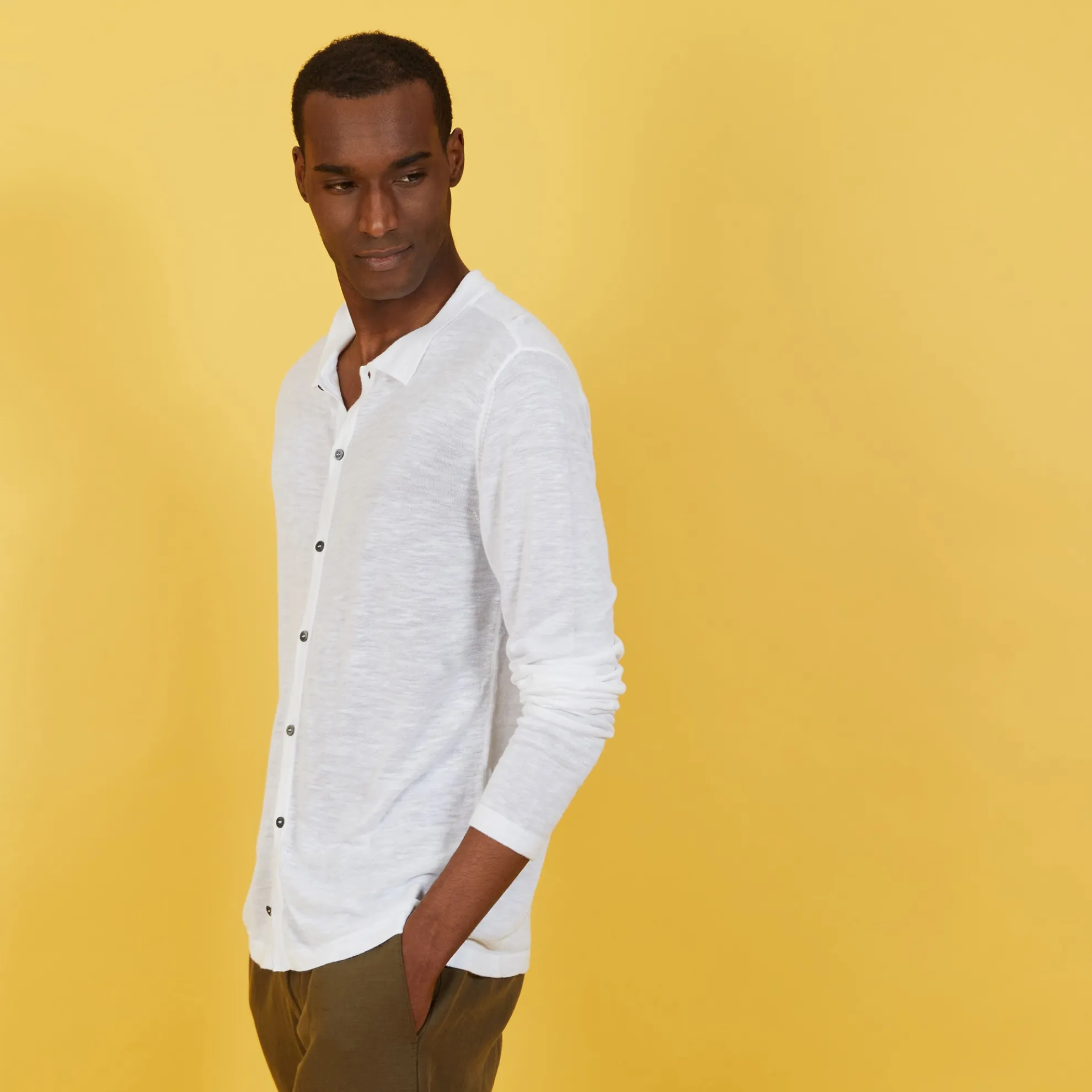 Maison Montagut Chemise Boutonnee En Lin Flamme - Blason>Homme Chemises