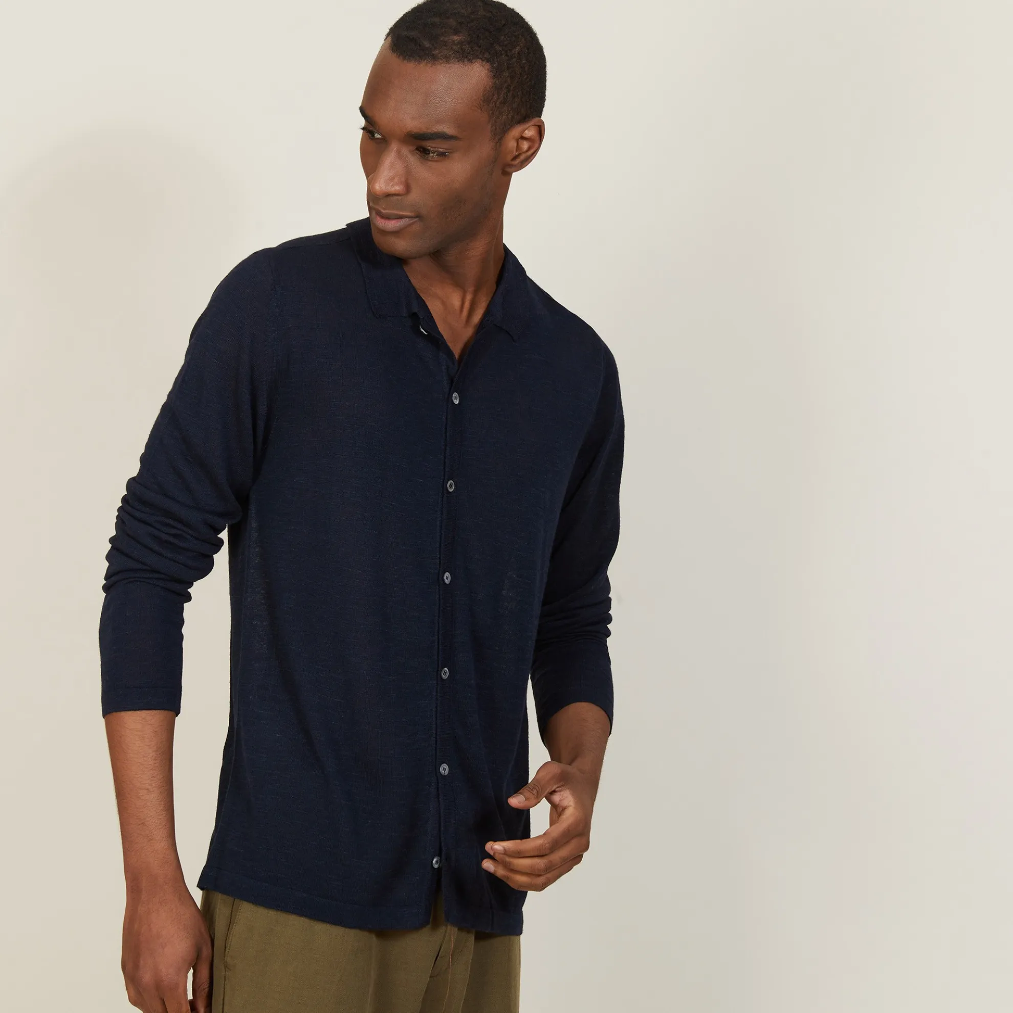 Maison Montagut Chemise Boutonnee En Lin Flamme - Blason>Homme Chemises