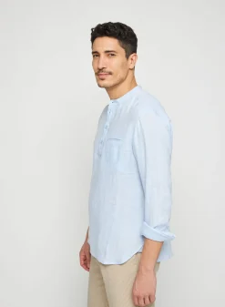 Maison Montagut Chemise Col Tunisien En Lin - Romeo><noscript><img width=