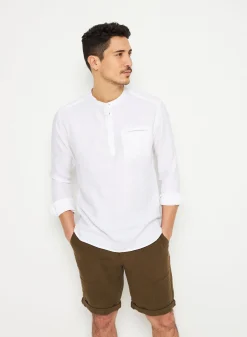 Maison Montagut Chemise Col Tunisien En Lin - Romeo><noscript><img width=