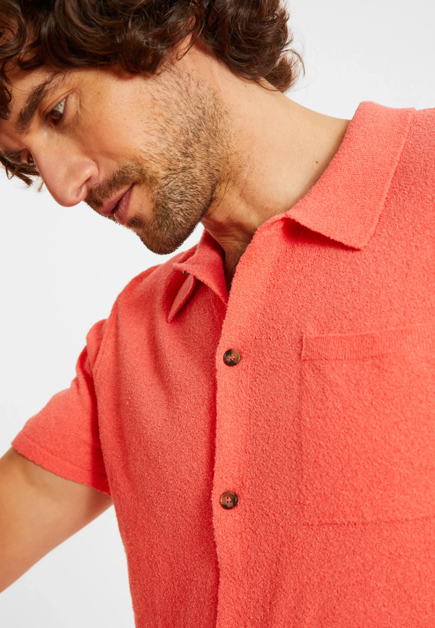 Maison Montagut Chemise Manches Courtes En Coton Brosse - Dominique>Homme Chemises