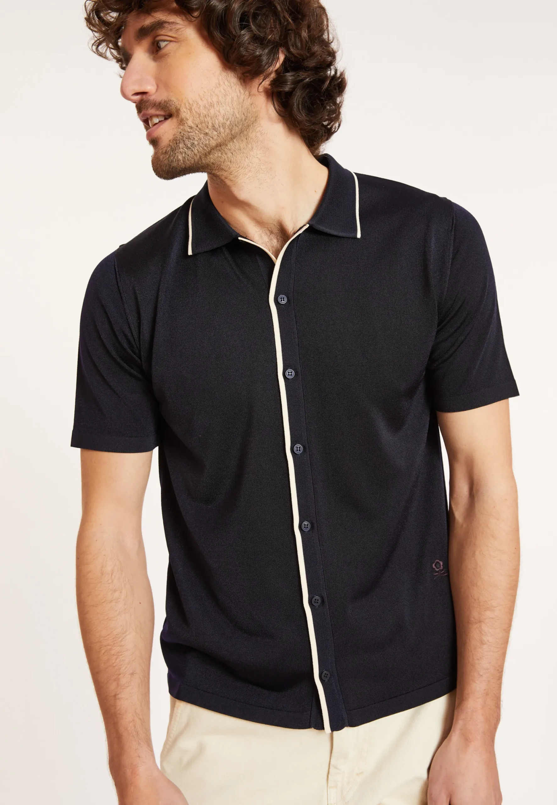 Maison Montagut Chemise Manches Courtes En Fil Lumiere - Roman>Homme Chemises