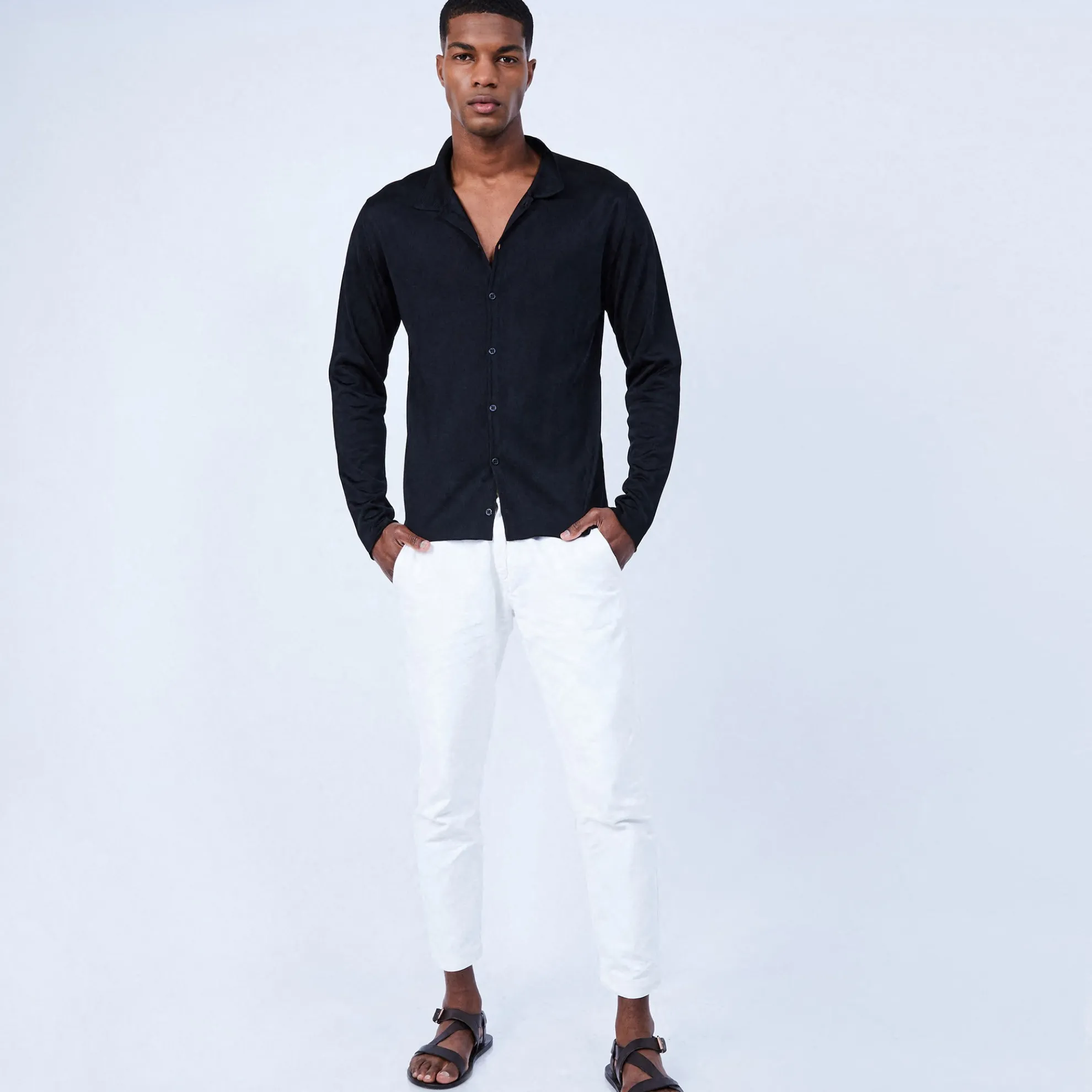 Maison Montagut Chemise Manches Longues En Fil Lumiere - Lazar>Homme Chemises