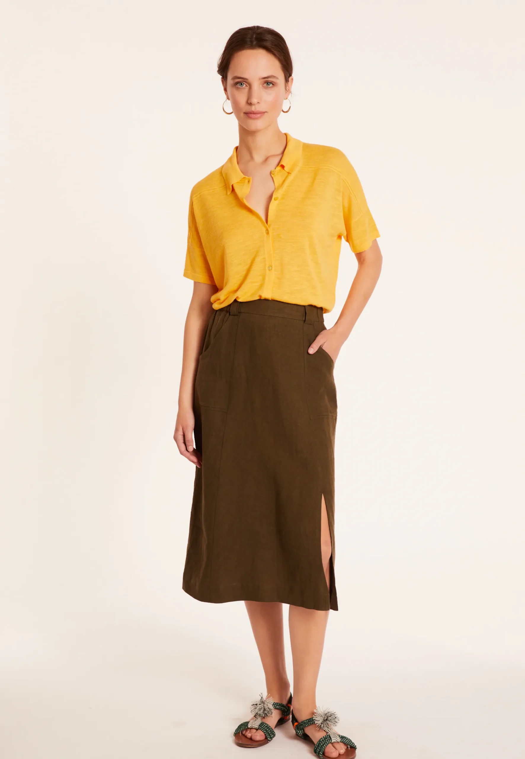 Maison Montagut Chemisier En Lin Flamme - Pablito>Femme Chemisiers