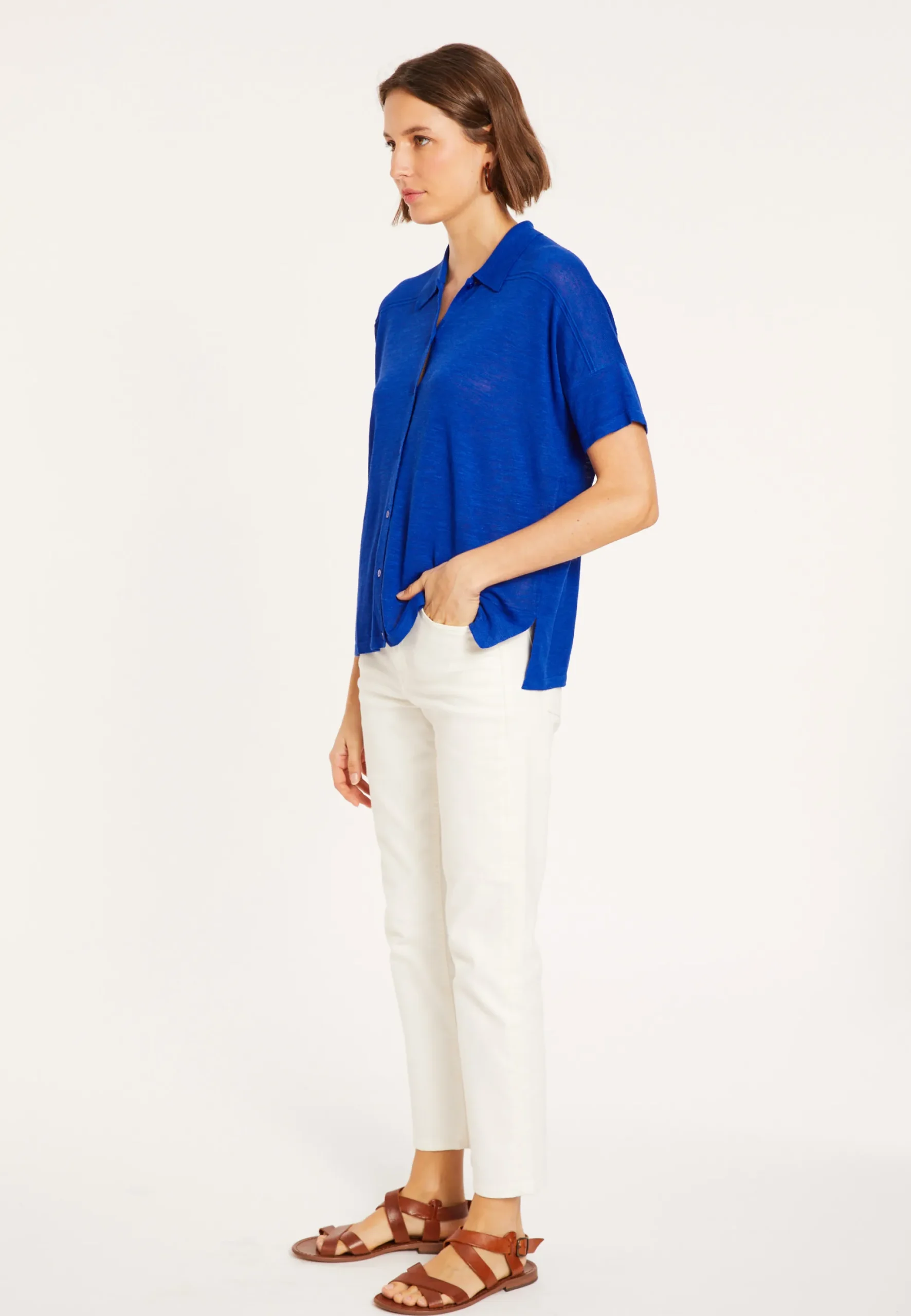 Maison Montagut Chemisier En Lin Flamme - Pablito>Femme Chemisiers