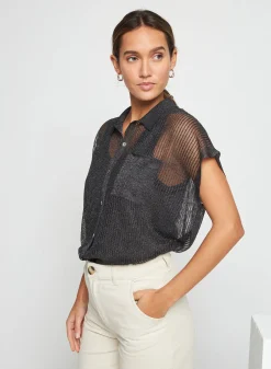 Maison Montagut Chemisier Manches Courtes Effet Irrise - Stacy><noscript><img width=