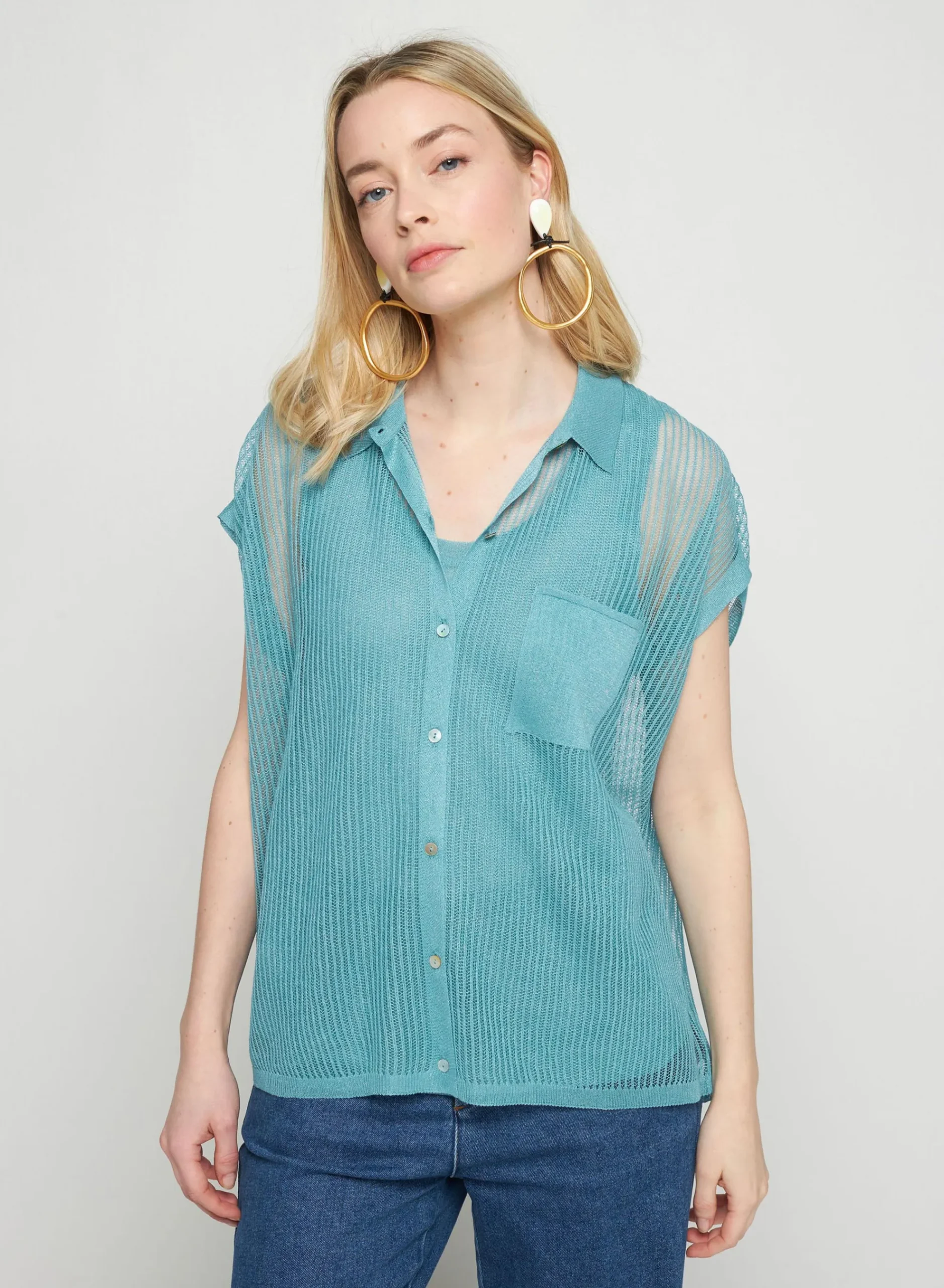 Maison Montagut Chemisier Manches Courtes Effet Irrise - Stacy>Femme T-Shirts