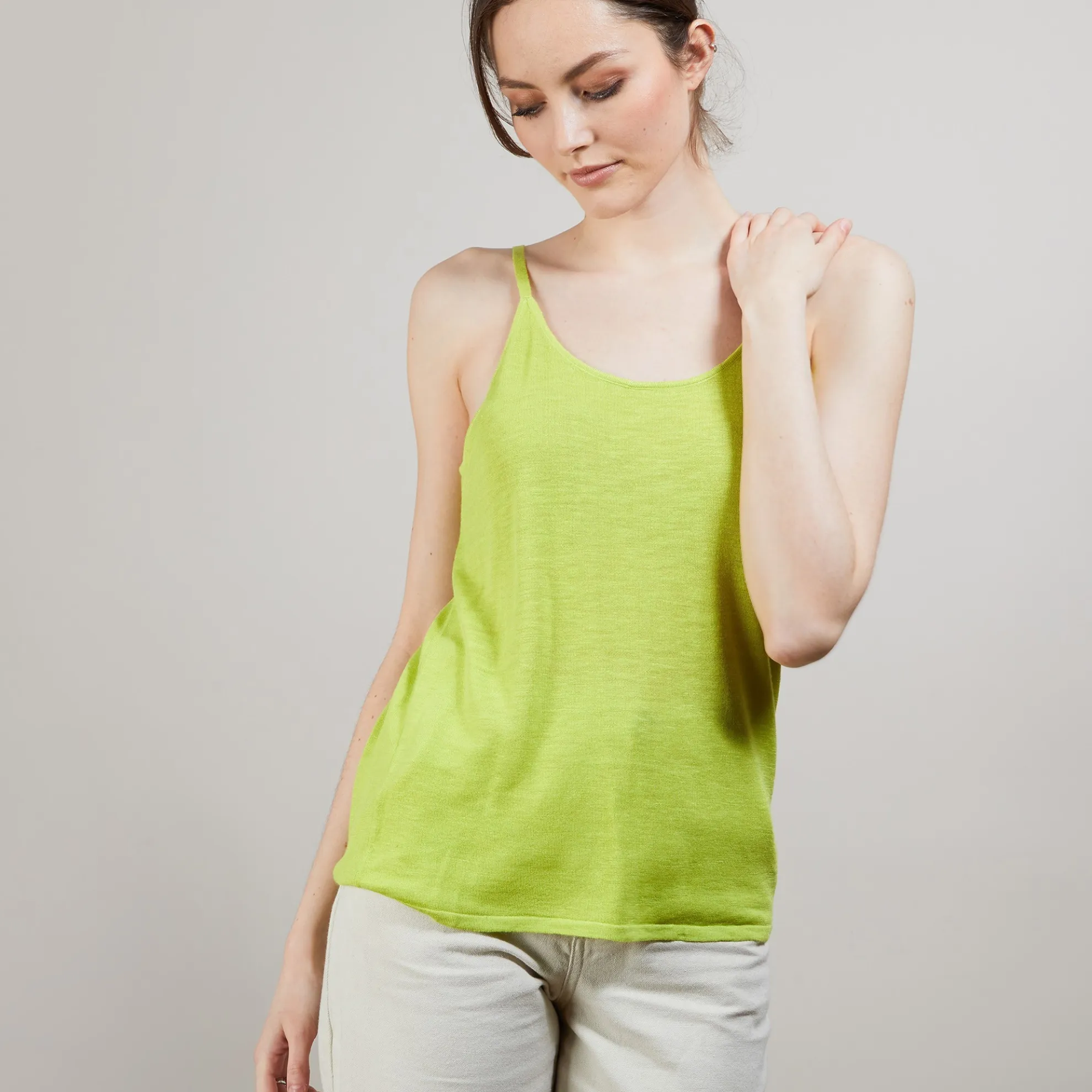 Maison Montagut Debardeur A Fines Bretelles En Lin Flamme - Bajah>Femme Débardeurs