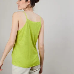 Maison Montagut Debardeur A Fines Bretelles En Lin Flamme - Bajah><noscript><img width=