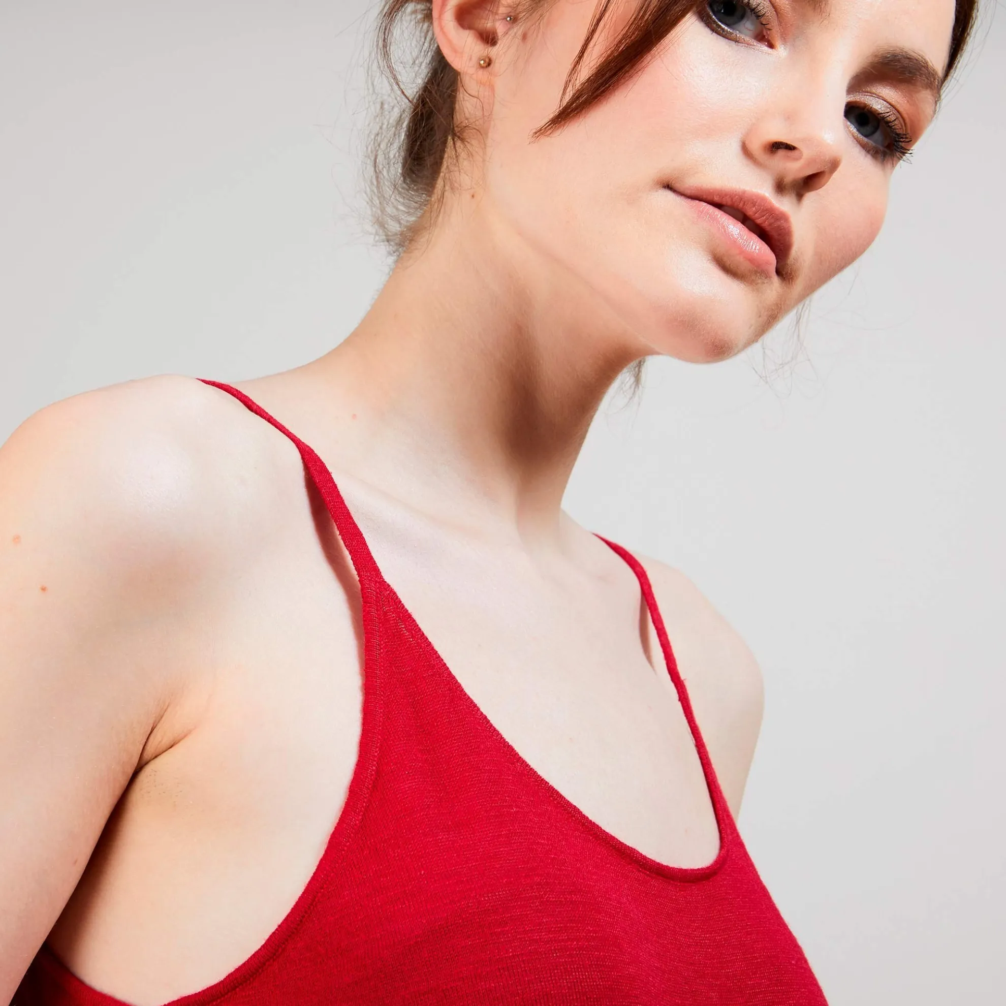 Maison Montagut Debardeur A Fines Bretelles En Lin Flamme - Bajah>Femme Débardeurs