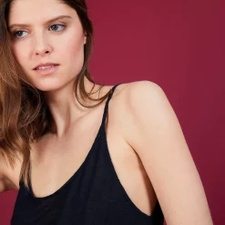 Maison Montagut Debardeur A Fines Bretelles En Lin Flamme - Bajah><noscript><img width=