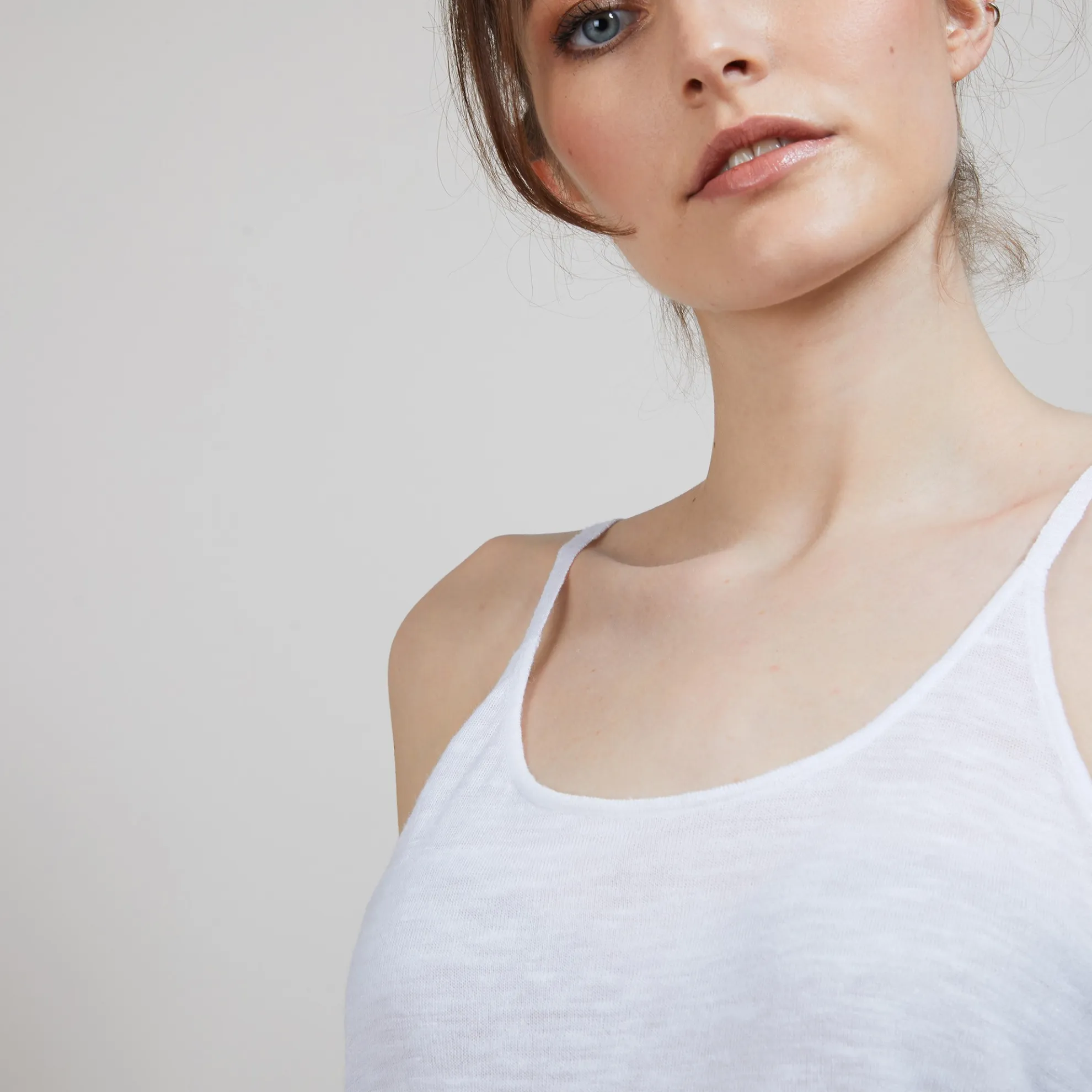 Maison Montagut Debardeur A Fines Bretelles En Lin Flamme - Bajah>Femme Débardeurs