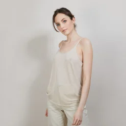 Maison Montagut Debardeur A Fines Bretelles En Lin Flamme - Bajah><noscript><img width=