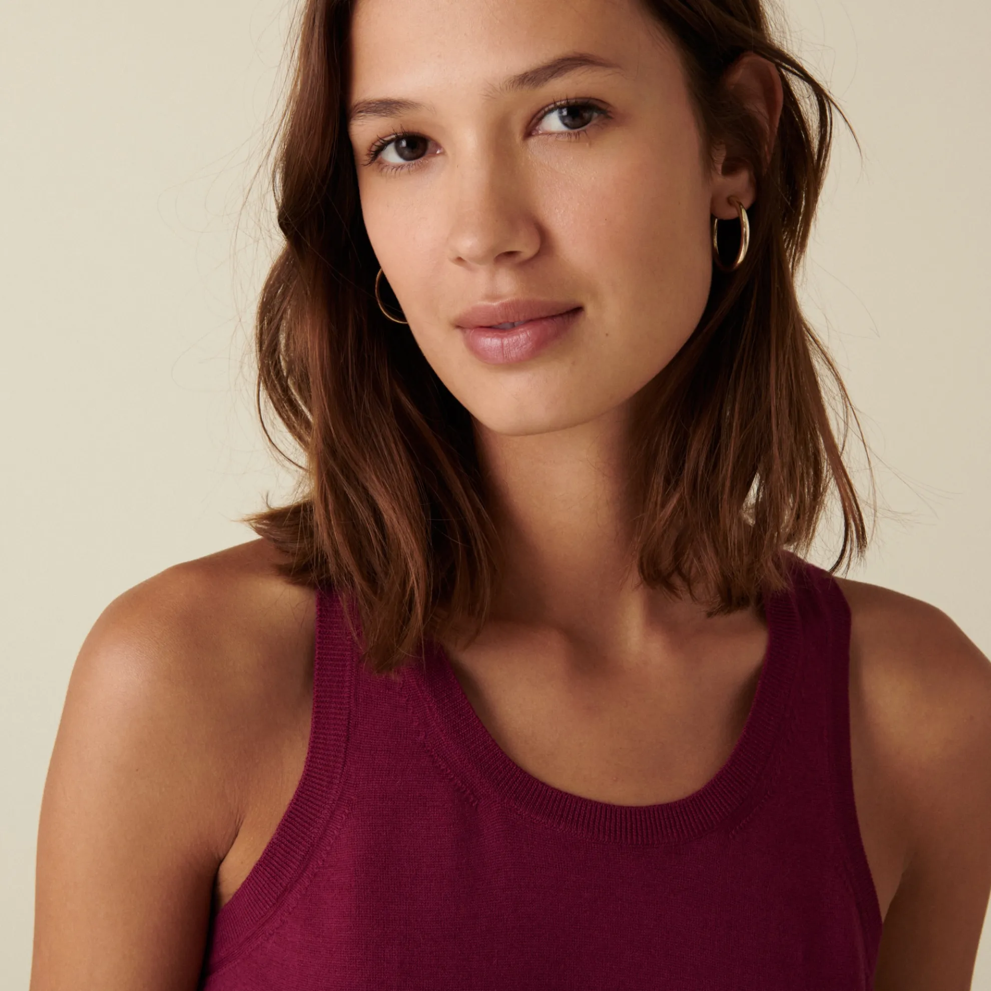 Maison Montagut Debardeur Col Rond A Point Jersey En Laine Merinos - Antenia>Femme Débardeurs