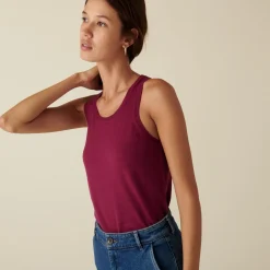 Maison Montagut Debardeur Col Rond A Point Jersey En Laine Merinos - Antenia><noscript><img width=