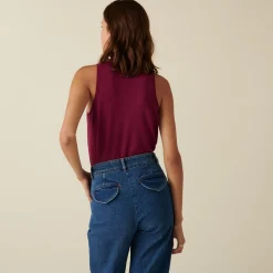 Maison Montagut Debardeur Col Rond A Point Jersey En Laine Merinos - Antenia><noscript><img width=