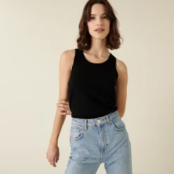 Maison Montagut Debardeur Col Rond A Point Jersey En Laine Merinos - Antenia><noscript><img width=