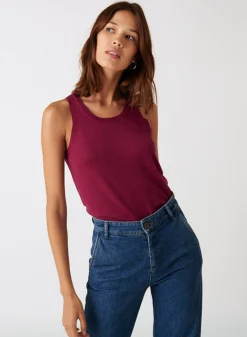 Maison Montagut Debardeur Col Rond A Point Jersey En Laine Merinos - Antenia><noscript><img width=