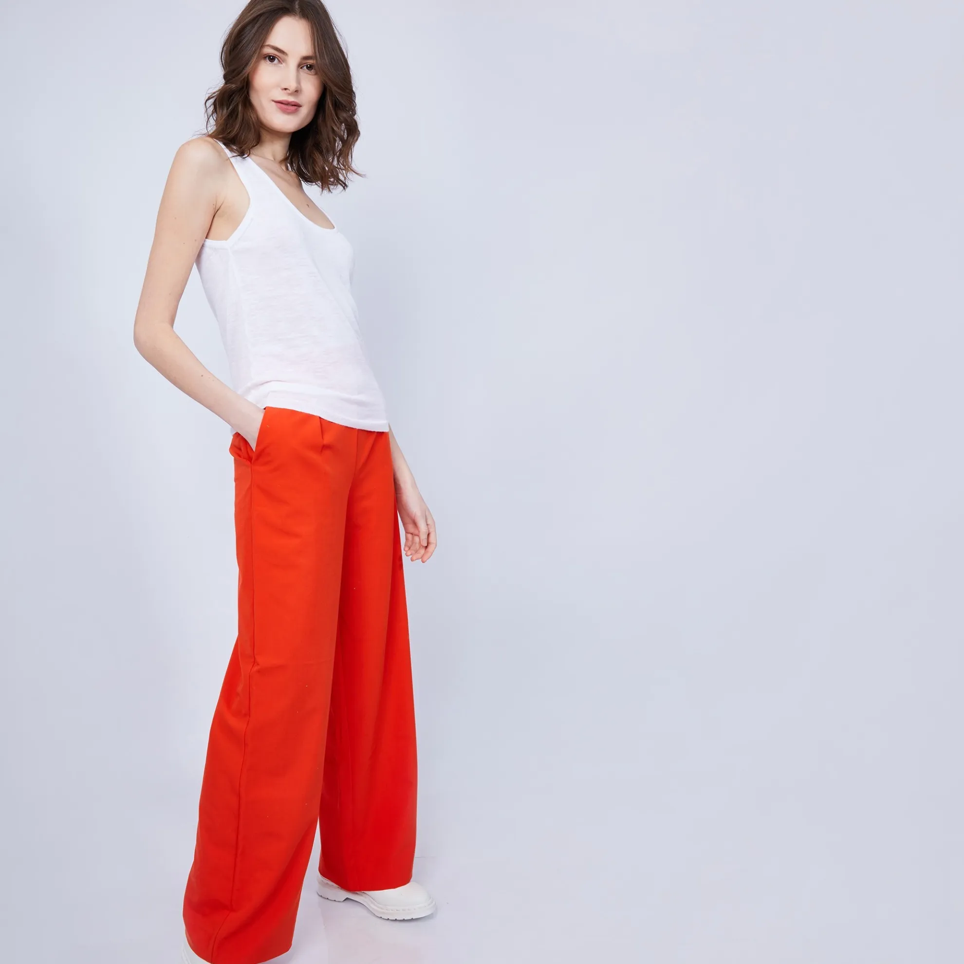 Maison Montagut Debardeur Col Rond En Lin Flamme - Java>Femme T-Shirts