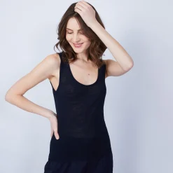 Maison Montagut Debardeur Col Rond En Lin Flamme - Java><noscript><img width=