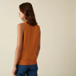 Maison Montagut Debardeur Col V A Point Jersey En Laine Merinos - Atta><noscript><img width=