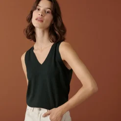 Maison Montagut Debardeur Col V A Point Jersey En Laine Merinos - Atta><noscript><img width=